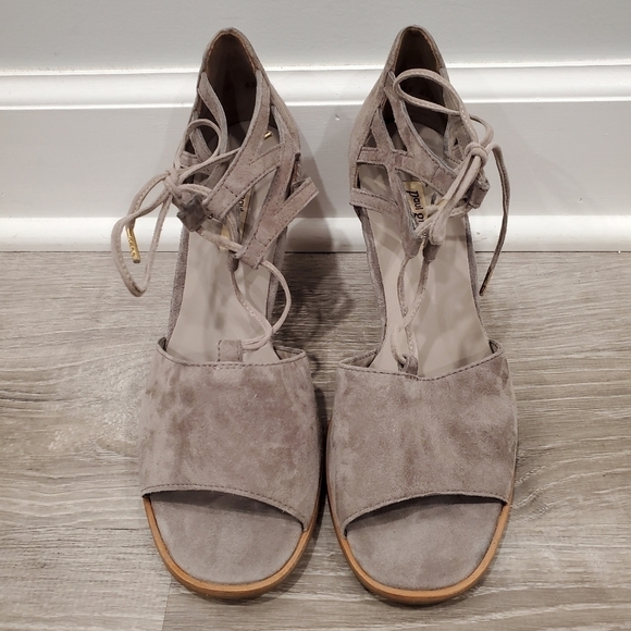 NEW Paul Green MARSHA LACE UP HEEL Taupe Suede - Picture 2 of 6